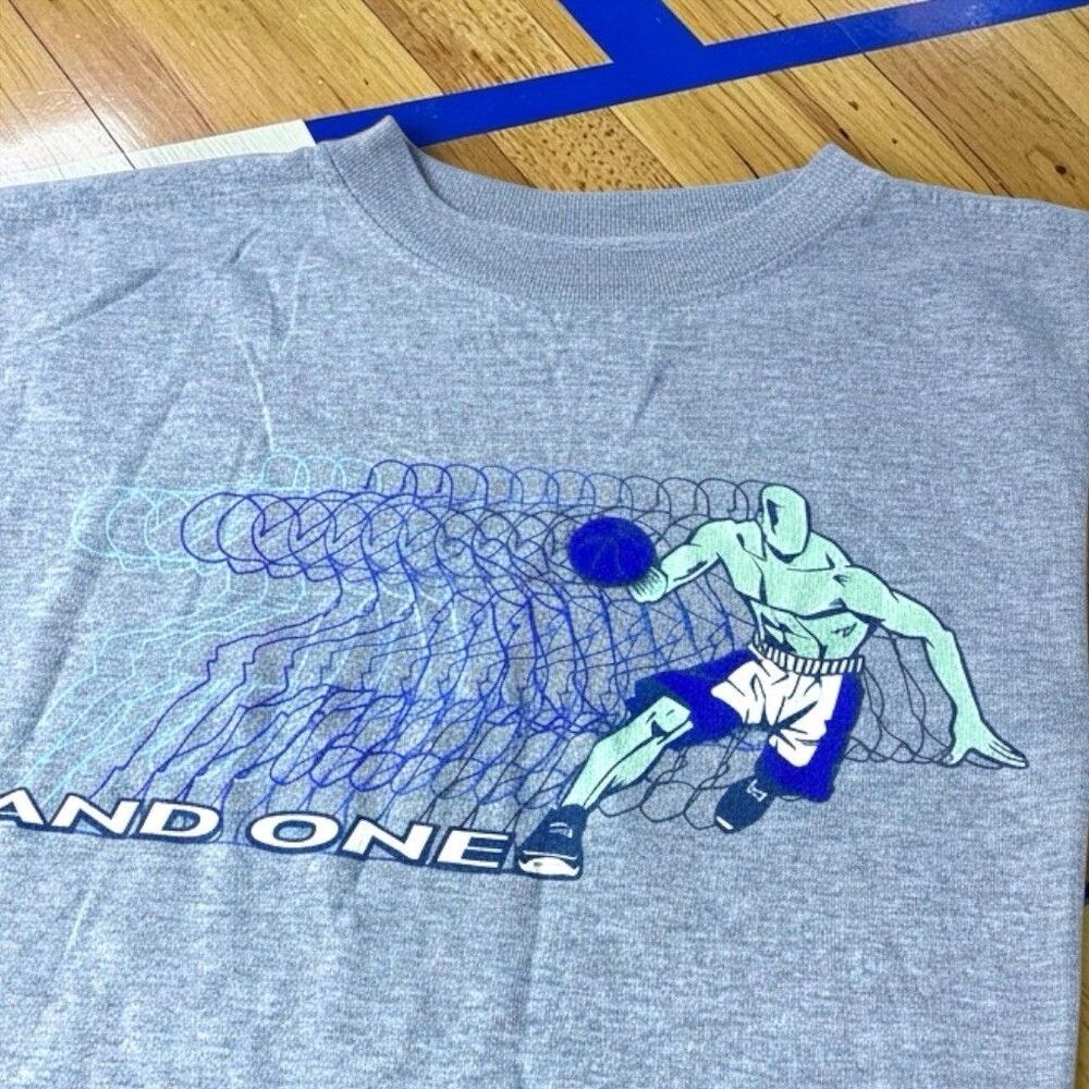 Vintage 90s AND1 Basketball T-Shirt Mens XL Gray Streetball Graphic Double Sided